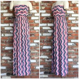 Flattering Strapless Chevron Maxi Dress!